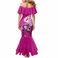 Polynesia Breast Cancer Awareness Mermaid Dress Think Pink Polynesian Ribbon White Version LT14 - Polynesian Pride