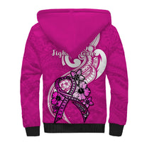 Polynesia Breast Cancer Awareness Sherpa Hoodie Think Pink Polynesian Ribbon White Version LT14 - Polynesian Pride