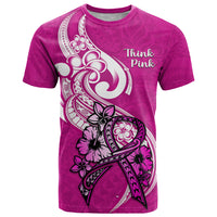 Polynesia Breast Cancer Awareness T Shirt Think Pink Polynesian Ribbon White Version LT14 Pink - Polynesian Pride