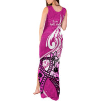 Polynesia Breast Cancer Awareness Tank Maxi Dress Think Pink Polynesian Ribbon White Version LT14 - Polynesian Pride