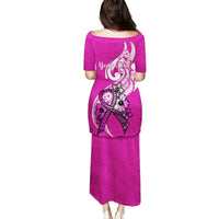 Personalised Polynesia Breast Cancer Awareness Puletasi Think Pink Polynesian Ribbon White Version LT14 - Polynesian Pride