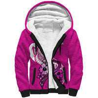 Personalised Polynesia Breast Cancer Awareness Sherpa Hoodie Think Pink Polynesian Ribbon White Version LT14 Unisex Pink - Polynesian Pride