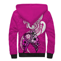Personalised Polynesia Breast Cancer Awareness Sherpa Hoodie Think Pink Polynesian Ribbon White Version LT14 - Polynesian Pride
