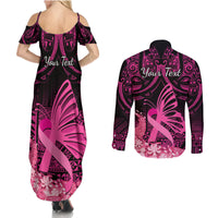 presonalised-tonga-breast-cancer-awareness-couples-matching-summer-maxi-dress-and-long-sleeve-button-shirts-pink-ribbon-brave-strong-warrior-tongan-ngatu-pattern