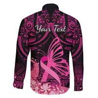 Presonalised Tonga Breast Cancer Awareness Family Matching Tank Maxi Dress and Hawaiian Shirt Pink Ribbon Brave Strong Warrior Tongan Ngatu Pattern LT14 - Polynesian Pride
