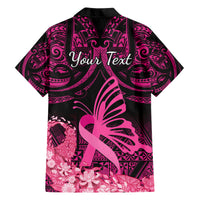Presonalised Tonga Breast Cancer Awareness Hawaiian Shirt Pink Ribbon Brave Strong Warrior Tongan Ngatu Pattern LT14 - Polynesian Pride