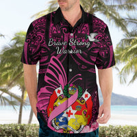 Presonalised Tonga Breast Cancer Awareness Hawaiian Shirt Pink Ribbon Brave Strong Warrior Tongan Ngatu Pattern LT14 - Polynesian Pride