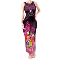 Presonalised Tonga Breast Cancer Awareness Tank Maxi Dress Pink Ribbon Brave Strong Warrior Tongan Ngatu Pattern LT14 Women Pink - Polynesian Pride