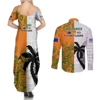Fiji And Australia Rugby Couples Matching Summer Maxi Dress and Long Sleeve Button Shirts 2023 World Cup Aboriginal Mix Tapa Pattern LT14 - Polynesian Pride