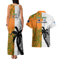 fiji-and-australia-rugby-couples-matching-tank-maxi-dress-and-hawaiian-shirt-2023-world-cup-aboriginal-mix-tapa-pattern