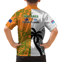 Fiji And Australia Rugby Kid Hawaiian Shirt 2023 World Cup Aboriginal Mix Tapa Pattern LT14 - Polynesian Pride