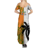 Fiji And Australia Rugby Summer Maxi Dress 2023 World Cup Aboriginal Mix Tapa Pattern LT14 - Polynesian Pride