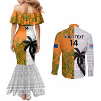 Custom Fiji And Australia Rugby Couples Matching Mermaid Dress and Long Sleeve Button Shirts 2023 World Cup Aboriginal Mix Tapa Pattern LT14 - Polynesian Pride