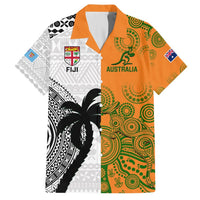 Custom Fiji And Australia Rugby Hawaiian Shirt 2023 World Cup Aboriginal Mix Tapa Pattern LT14 Gold - Polynesian Pride