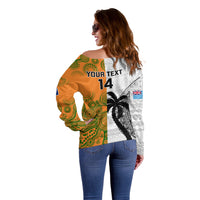 Custom Fiji And Australia Rugby Off Shoulder Sweater 2023 World Cup Aboriginal Mix Tapa Pattern LT14 - Polynesian Pride