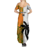 Custom Fiji And Australia Rugby Summer Maxi Dress 2023 World Cup Aboriginal Mix Tapa Pattern LT14 - Polynesian Pride