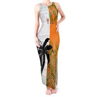 Custom Fiji And Australia Rugby Tank Maxi Dress 2023 World Cup Aboriginal Mix Tapa Pattern LT14 Women Gold - Polynesian Pride