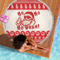 Red Mele Kalikimaka Hawaii Beach Blanket Funny Ho Ho Ho Santa Shaka - Polynesian Pride