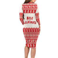 Red Mele Kalikimaka Hawaii Family Matching Long Sleeve Bodycon Dress and Hawaiian Shirt Funny Ho Ho Ho Santa Shaka - Polynesian Pride
