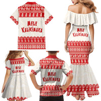 Red Mele Kalikimaka Hawaii Family Matching Mermaid Dress and Hawaiian Shirt Funny Ho Ho Ho Santa Shaka - Polynesian Pride