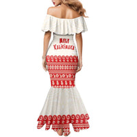 Red Mele Kalikimaka Hawaii Family Matching Mermaid Dress and Hawaiian Shirt Funny Ho Ho Ho Santa Shaka - Polynesian Pride