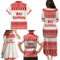 Red Mele Kalikimaka Hawaii Family Matching Puletasi and Hawaiian Shirt Funny Ho Ho Ho Santa Shaka - Polynesian Pride