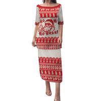 Red Mele Kalikimaka Hawaii Family Matching Puletasi and Hawaiian Shirt Funny Ho Ho Ho Santa Shaka - Polynesian Pride