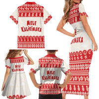 Red Mele Kalikimaka Hawaii Family Matching Short Sleeve Bodycon Dress and Hawaiian Shirt Funny Ho Ho Ho Santa Shaka - Polynesian Pride