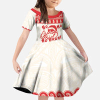 Red Mele Kalikimaka Hawaii Kid Short Sleeve Dress Funny Ho Ho Ho Santa Shaka LT14 KID Red - Polynesian Pride