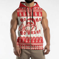 Red Mele Kalikimaka Hawaii Sleeveless Zip Hoodie Funny Ho Ho Ho Santa Shaka - Polynesian Pride