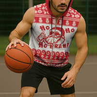 Red Mele Kalikimaka Hawaii Sleeveless Zip Hoodie Funny Ho Ho Ho Santa Shaka LT14 - Polynesian Pride