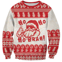 Red Mele Kalikimaka Hawaii Sweatshirt Funny Ho Ho Ho Santa Shaka - Polynesian Pride