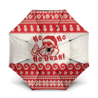 Red Mele Kalikimaka Hawaii Umbrella Funny Ho Ho Ho Santa Shaka LT14 One Size Folded 11.42 inch Opened Diameter 37.4 inch Red - Polynesian Pride