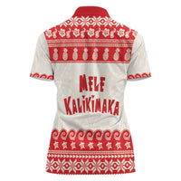 Red Mele Kalikimaka Hawaii Women Polo Shirt Funny Ho Ho Ho Santa Shaka LT14 - Polynesian Pride