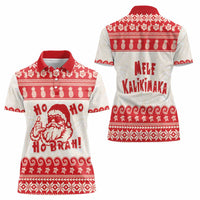 Red Mele Kalikimaka Hawaii Women Polo Shirt Funny Ho Ho Ho Santa Shaka LT14 - Polynesian Pride