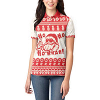 Red Mele Kalikimaka Hawaii Women Polo Shirt Funny Ho Ho Ho Santa Shaka LT14 - Polynesian Pride