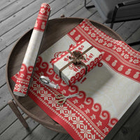 Red Mele Kalikimaka Hawaii Wrapping Paper Funny Ho Ho Ho Santa Shaka - Polynesian Pride