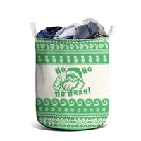 Green Mele Kalikimaka Hawaii Laundry Basket Funny Ho Ho Ho Santa Shaka LT14 - Polynesian Pride