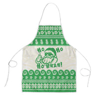 Green Mele Kalikimaka Hawaii Apron Funny Ho Ho Ho Santa Shaka LT14 Green - Polynesian Pride