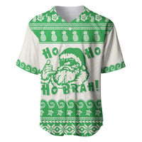 Green Mele Kalikimaka Hawaii Baseball Jersey Funny Ho Ho Ho Santa Shaka LT14 Green - Polynesian Pride