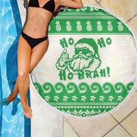 Green Mele Kalikimaka Hawaii Beach Blanket Funny Ho Ho Ho Santa Shaka - Polynesian Pride