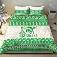 Green Mele Kalikimaka Hawaii Bedding Set Funny Ho Ho Ho Santa Shaka - Polynesian Pride