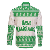 Green Mele Kalikimaka Hawaii Family Matching Long Sleeve Bodycon Dress and Hawaiian Shirt Funny Ho Ho Ho Santa Shaka - Polynesian Pride