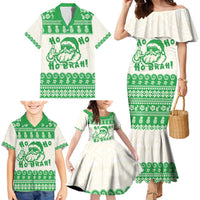 Green Mele Kalikimaka Hawaii Family Matching Mermaid Dress and Hawaiian Shirt Funny Ho Ho Ho Santa Shaka - Polynesian Pride