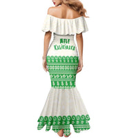 Green Mele Kalikimaka Hawaii Family Matching Mermaid Dress and Hawaiian Shirt Funny Ho Ho Ho Santa Shaka - Polynesian Pride