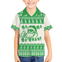 Green Mele Kalikimaka Hawaii Family Matching Mermaid Dress and Hawaiian Shirt Funny Ho Ho Ho Santa Shaka - Polynesian Pride