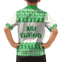 Green Mele Kalikimaka Hawaii Family Matching Off Shoulder Maxi Dress and Hawaiian Shirt Funny Ho Ho Ho Santa Shaka - Polynesian Pride