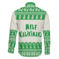 Green Mele Kalikimaka Hawaii Family Matching Off Shoulder Maxi Dress and Hawaiian Shirt Funny Ho Ho Ho Santa Shaka - Polynesian Pride