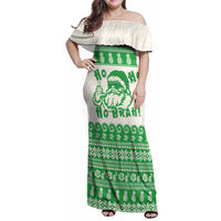 Green Mele Kalikimaka Hawaii Family Matching Off Shoulder Maxi Dress and Hawaiian Shirt Funny Ho Ho Ho Santa Shaka - Polynesian Pride