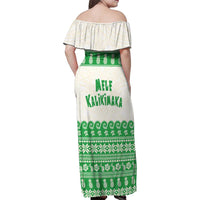Green Mele Kalikimaka Hawaii Family Matching Off Shoulder Maxi Dress and Hawaiian Shirt Funny Ho Ho Ho Santa Shaka - Polynesian Pride